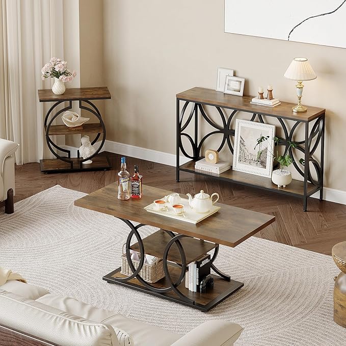 GiftGo Narrow Sofa Table 47.2 Inch, Industrial Sofa Table Behind Couch, Vinta...