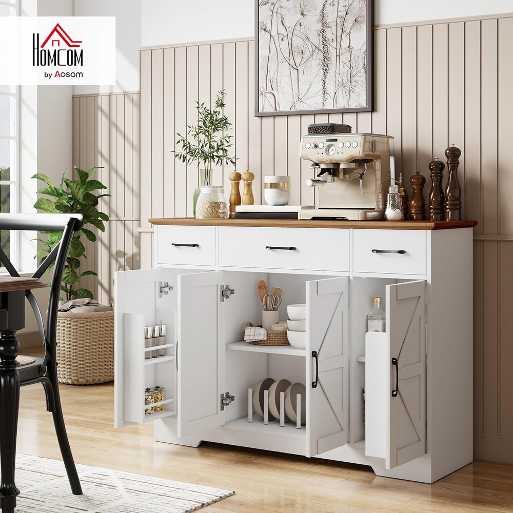 HOMCOM 47" Sideboard Buffet Cabinet, Farmhouse Credenza with Soft-Close ...