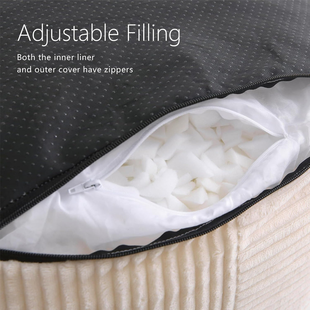Corduroy Pouf Ottoman Foot Rest, Square Floor Pouf with Removable Cover, Soft...