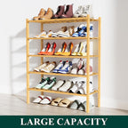 Smiry Shoe Rack, 5 Tier Bamboo Shoe Organizer, Stackable Free Standing Wooden Shoe Storage Shelf for Closet, Entryway, Front Door Entrance, Natural Bamboo