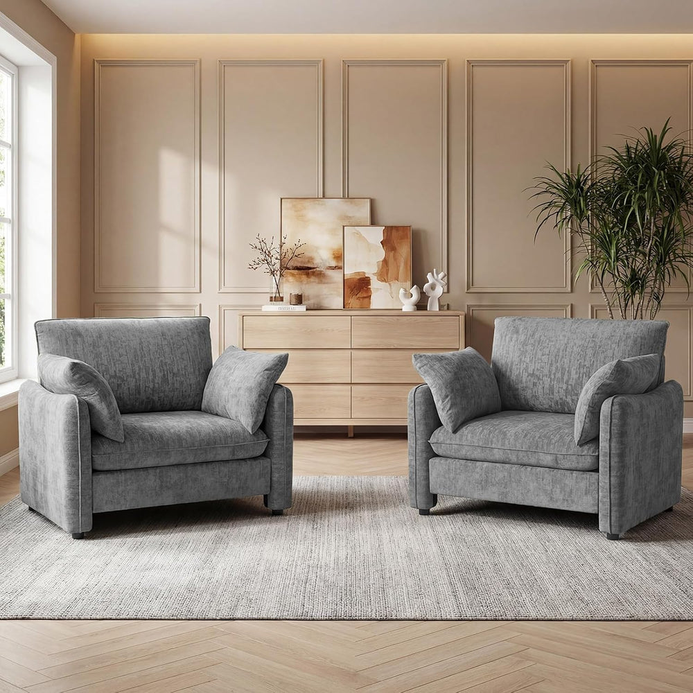 Elegant Oversized Accent Chair for Living Room, 42.1", Chenille, Gray | ...