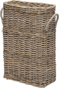 Kouboo Oval Rattan Kobo Umbrella Holder, Freestanding Umbrella Stand and Rack with Drip Tray for Home, Office or Business Entryway