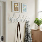 Dseap Coat Rack Wall Mount 2.0 Pro: 24” Long, 3X Tougher, Heavy Duty Stainless Steel Wall Coat Hanger with 6 Tri Hooks for Clothes Jackets Hats Entryway Closet, White