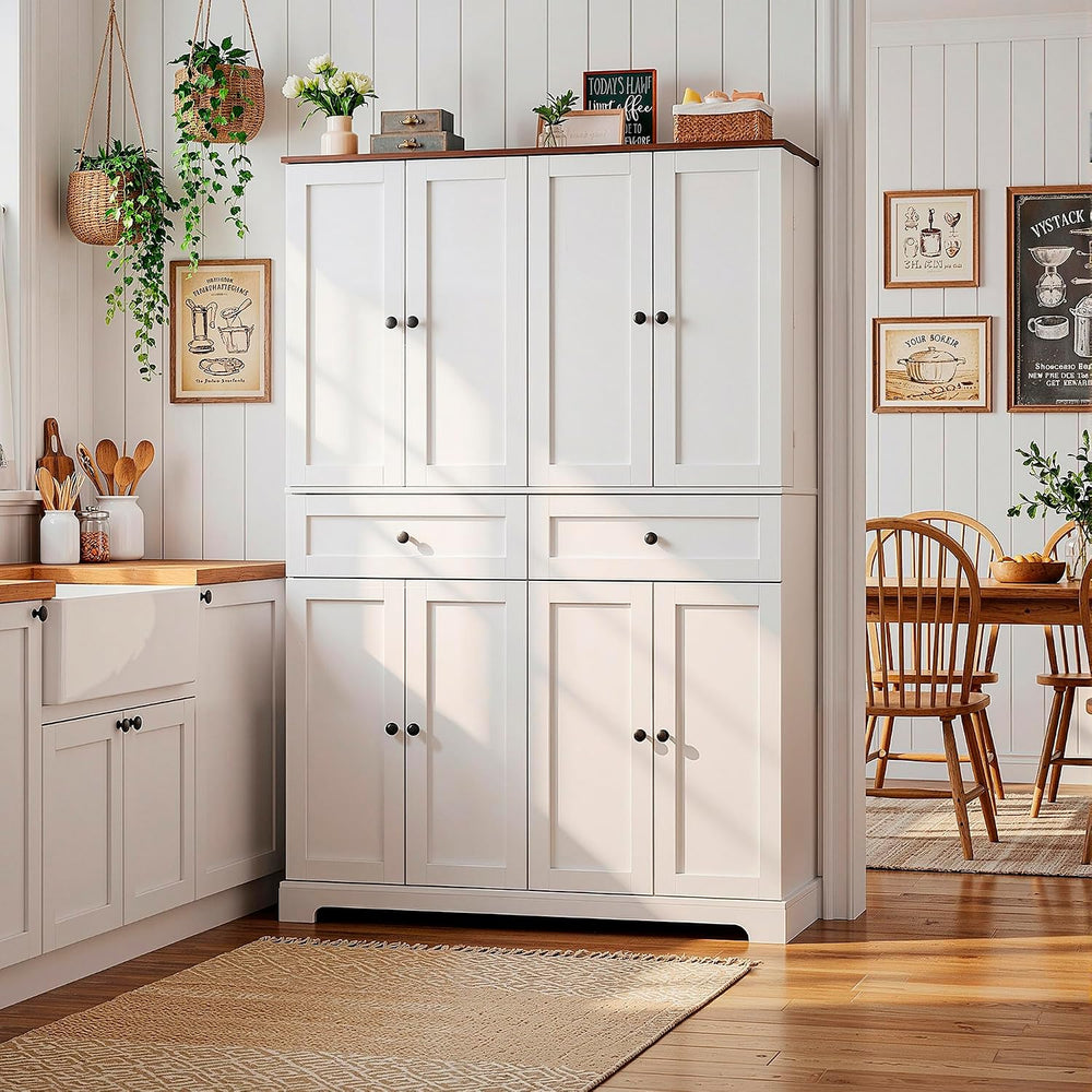 HUAHUU 71" Kitchen Pantry Cabinet with 6 Door Shelves, Tall Pantry Stora...