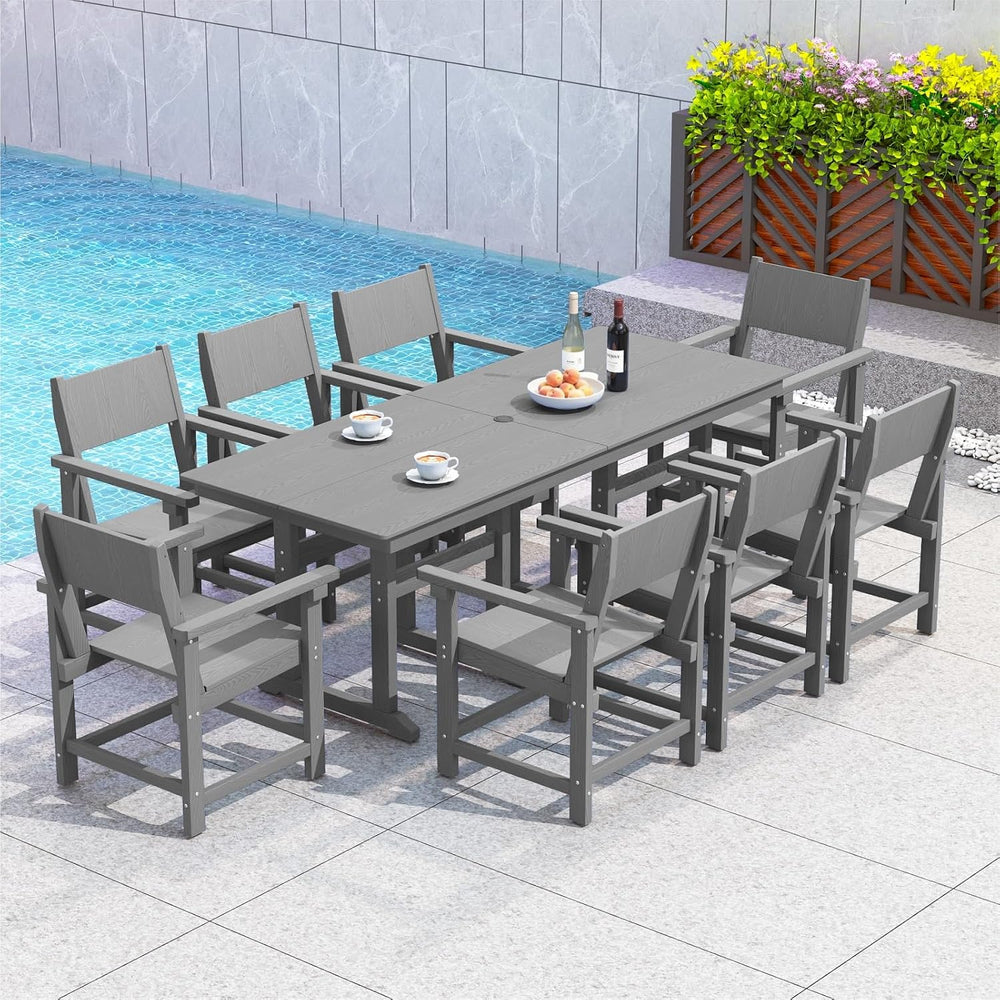 9-Piece HDPE Outdoor Patio Dining Set,Outdoor Table and Chairs,Modern Plastic...