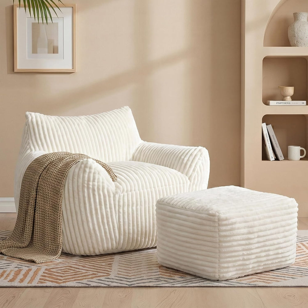 Giant Bean Bag Chair for Adults, Large Bean Bag with Ottoman | Cloud Comfy Be...