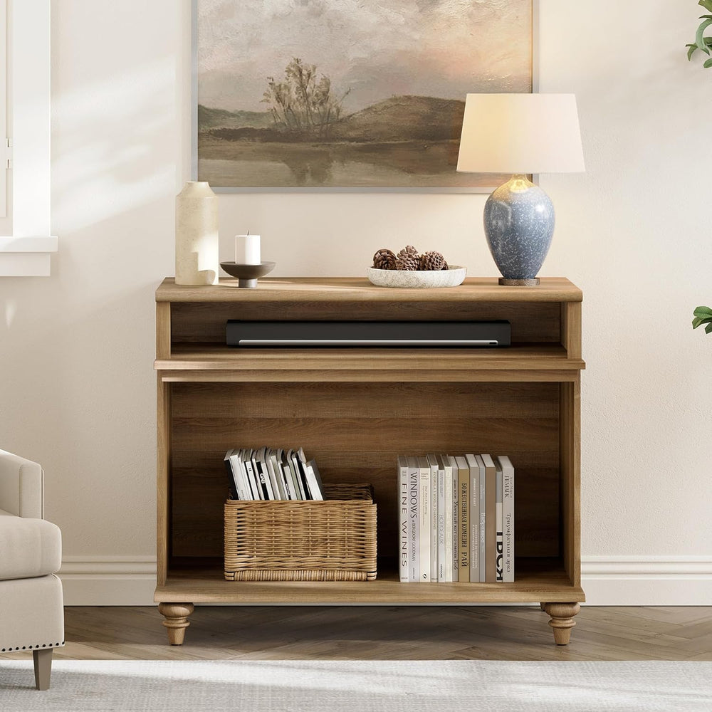 WAMPAT Tall Side Table, Large End Table with 2 Storages for Living Room, Farm...