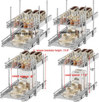 DINDON Pull Out Cabinet Organizer (14" W X 21" D), Cabinet Pull Out Shelves, 2 Tier Pull Out Drawers for Kitchen Cabinets, Wire Basket Slide Out Shelf for Cabinet Organization in Kitchen, Pantry