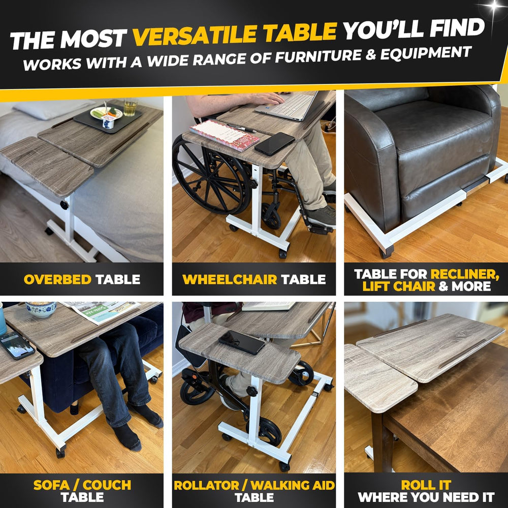 Recliner Table, Over the Bed Table with Wheels, Adjustable Width & Height...
