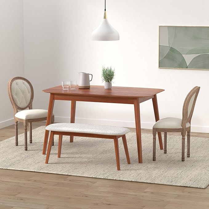 Nrizc French Country Dining Chairs Set of 6, Farmhouse Dining Chair with Round Button Back, Solid Wood Legs, French Dining Chairs for Kitchen/Bedroom/Dining Room