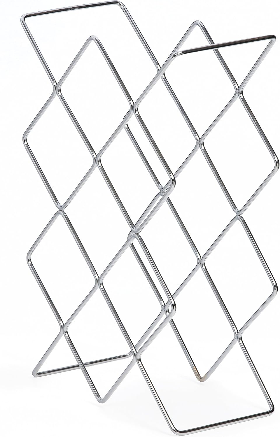 Mango Steam Elegant 10 Bottle Wine Rack Holder for Countertop and Fridge Storage - Silver Chrome