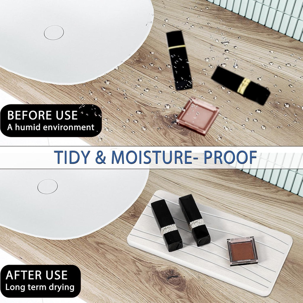 3PCS Water Absorbing Stone Tray, Fast Drying Stone Sink Tray, Stones Soap Trays, Water Absorbent Diatomite Trays, Diatomite Coasters for Kitchen Sink Bathroom Counter, Hand Soap Dish & Holders