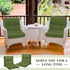 Geetery Outdoor Chair Cushions Set of 4 for Patio Lawn Furniture Wicker Rocking Dining Chairs 42x21x4 Inch High Back Seat Pads Replacement with Ties Weather-resistant Fade-resistant Indoor(Moss Green)