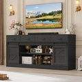 St.Mandyu 70" Large Farmhouse TV Stand for 85/80/75/70 Inch TVs w/4 Drawers,Rustic Tall Media Console w/Sliding Barn Door, Adjustable Shelves,Tall Entertainment Center for Living Room,Black