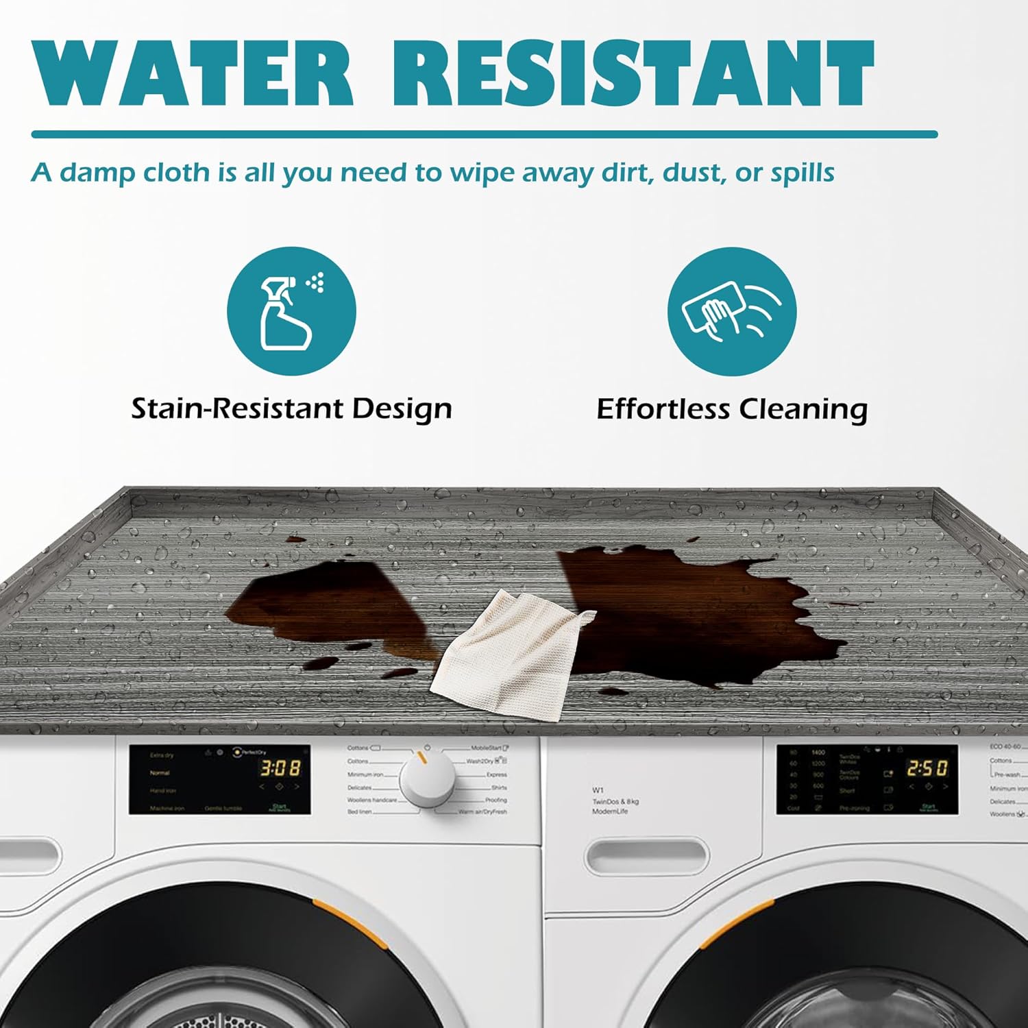 Royxen Laundry Countertop Solid Wood, Countertop for All Front-Loaded Washing Machine and Dryer, Extra Room for Laundry Room, Eucalyptus
