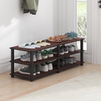 Furinno TURN-S-TUBE Shoe Rack, 3-Tier Shoe Organizer, Shoe Storage Rack with No Tools Assembly, 11.6 x 47.2 x 15.4, for Closet Entryway, Office, Garage, Dark Cherry/Black