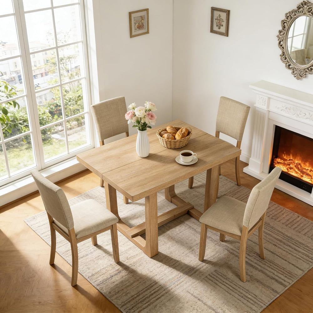 leovanni Rectangle Dining Table Set of 4, 48" Rectangle Kitchen Table an...