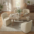 Upholstered Dining Chairs with Casters, Washable Cover Modern Dining Room Chairs with Thick Cushion & Sturdy Metal Frame for Kitchen, Living Room, Dressing Room, Sand Fabric, Set of 4