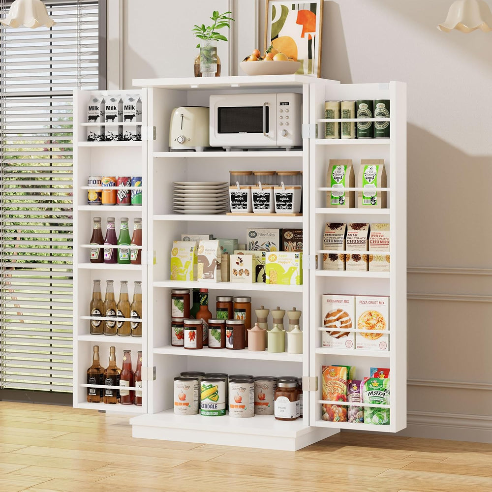 47in Kitchen Pantry Cabinet, Wood Kitchen Storage Pantry Cabinets Freestandin...