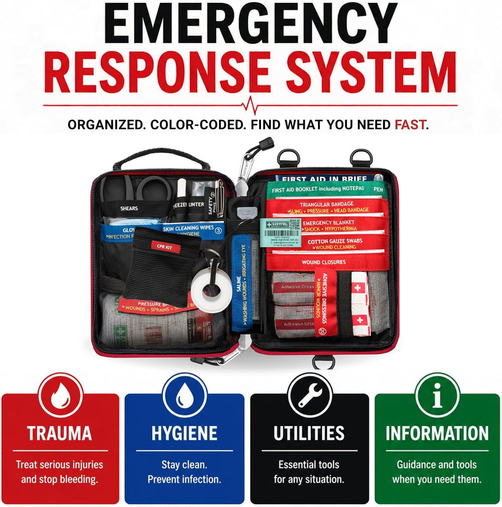 SURVIVAL 42-Piece Emergency Response First Aid Kit, Compact Everyday Kit