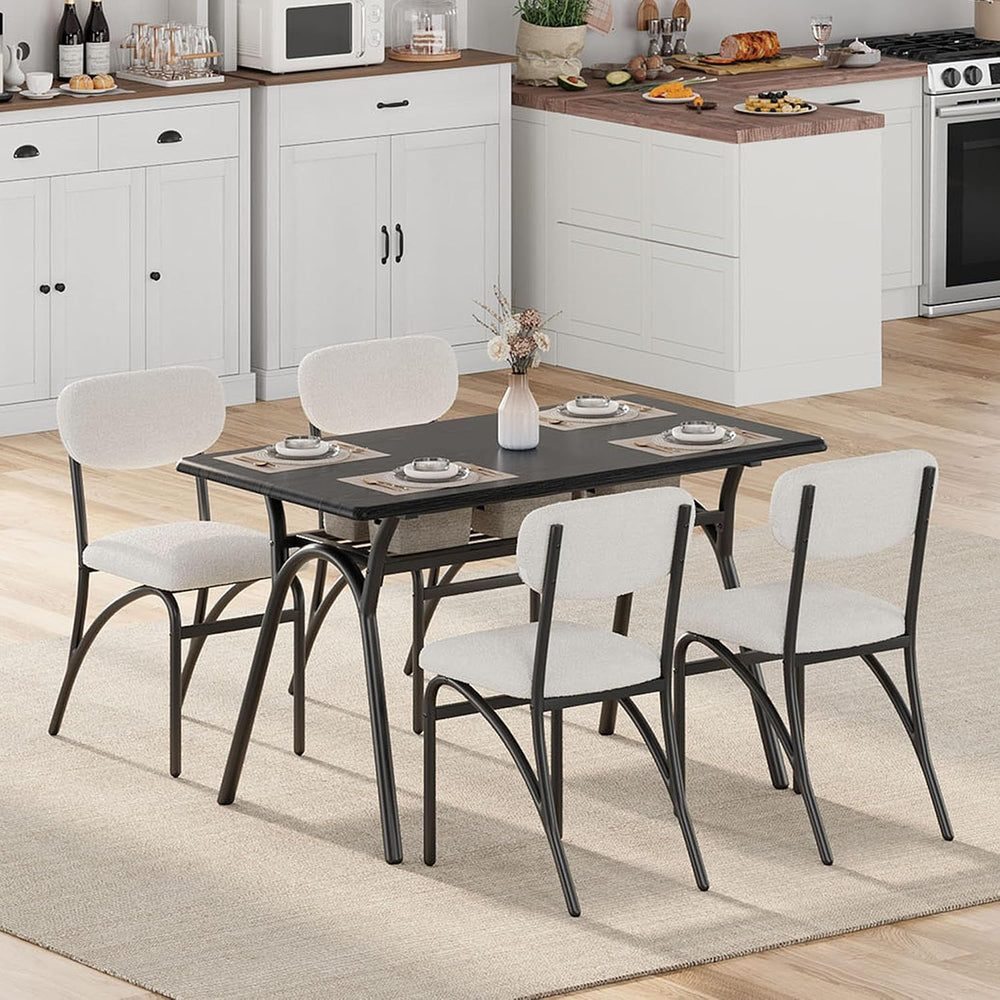 GarveeHome Beige Dining Chairs Set of 4, Boucle Upholstered Kitchen Chair, Mo...