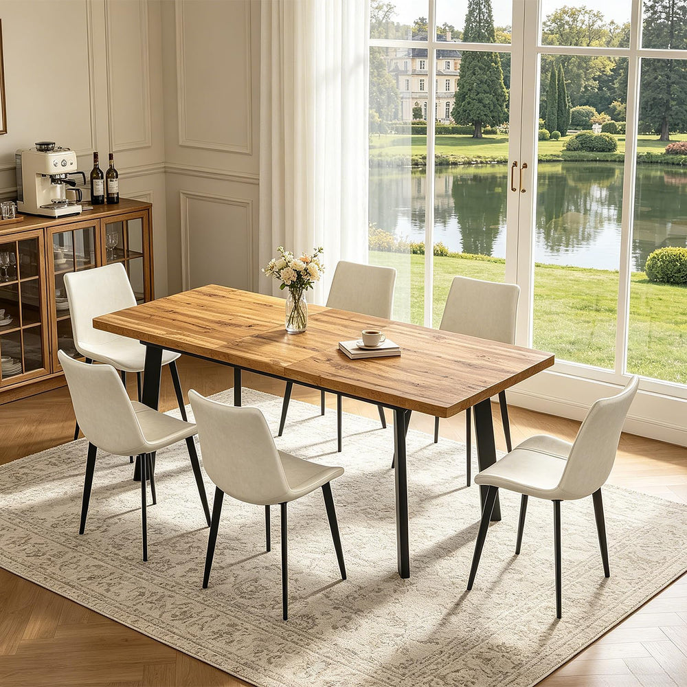 63"-78.7" Expandable Dining Room Table Set for 4-8 People, Walnut |...