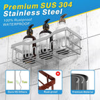 EUDELE 5-Pack Rustproof Stainless Steel Shower Caddy Set– No Drill Adhesive Bathroom Organizer, Space-Saving Shower Shelves for Apartment Essentials, Bathroom/Kitchen Storage Home Decor-L Size