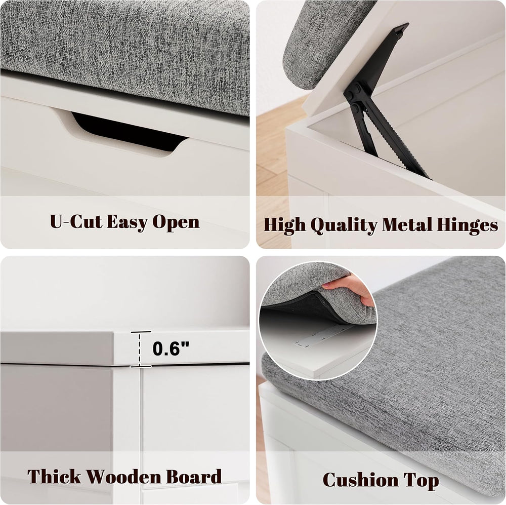 63” Breakfast Nook Bench, L Shaped Storage Bench with Cushion, White | Corner...