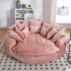81.1in Extra Wide Round Boneless Sofa, Oversized Round Chaise Lounge Comfy, Upholstered Cloud Chenille Sleeper Lounge Chair with 14 Pillows for Living Room