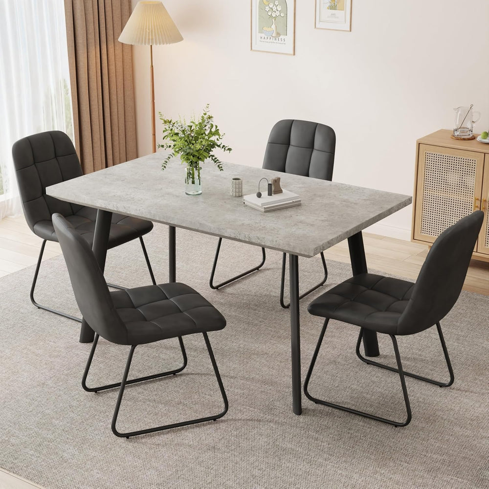 46.5" Modern Grey Dining Table Set for Small Spaces, 5-Piece Set with Re...