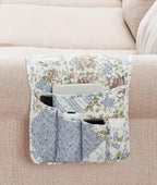 Brilliant Sunshine Blue Rose Patchwork Couch Armrest 5 Pockets Organizer, Slip Resistant Recliner Armchair Caddy, Washable Remote Controls Holder, Storage for Magazine, Tablet, Phone, iPad, Blue Rose