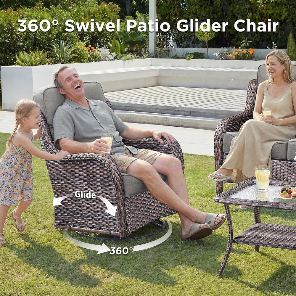 Luxury Patio Furniture Set with Fire Pit Table-6 Pieces All Weather Outdoor S...
