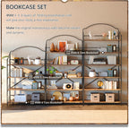 4NM No Assembly Folding Bookshelf for Living Room, 4 Tiers Collapsible Book Shelves Open Industrial Foldable Bookcase Storage Shelf for Home Office - Rustic Brown Black
