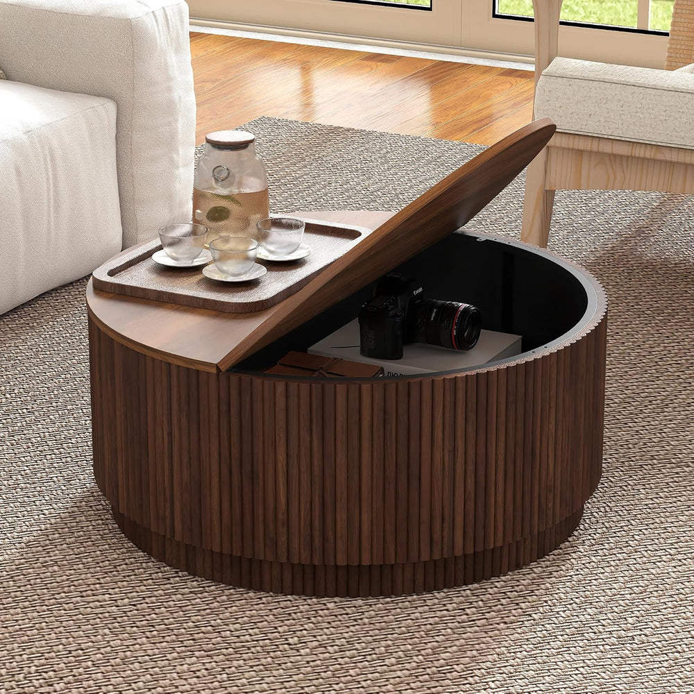 31.5" Round Coffee Table with Storage, Mid Century Modern Coffee Tables ...