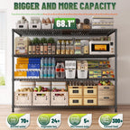 2500 LBS Storage Shelves 68.1"W Wire Shelving Unit, Garage Shelving Heavy Duty, Adjustable Metal Shelving for Garage, Pantry, Kitchen, Basement, Warehouse, Business 68.1"W x 20.9"D x 70.9"H