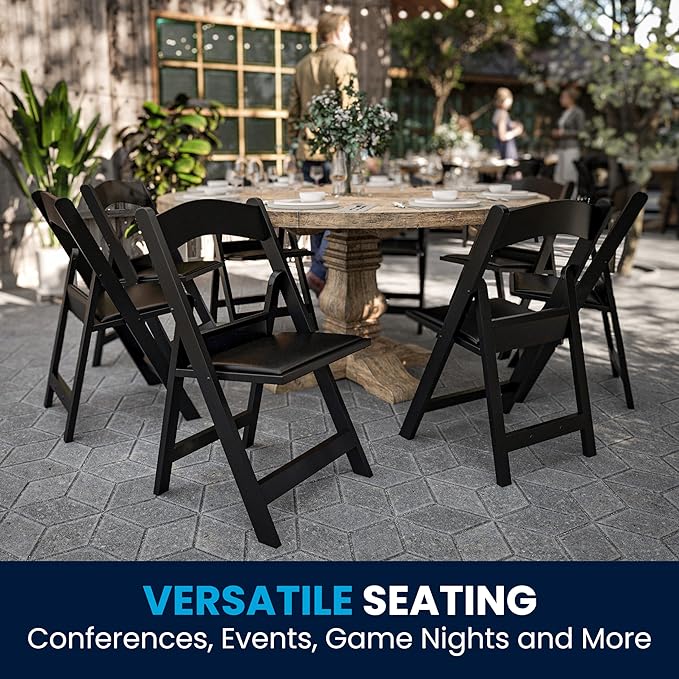 Flash Furniture Hercules Series Folding Chair - Black Resin - 2 Pack 800LB We...