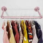 WEBI Industrial Pipe Clothing Rack,20" Wall Mounted Clothes Rack for Hanging Clothes,Heavy Duty Metal Garment Rack Bar Wall Mount Clothing Rod for Closet,Laundry Room,Rose Gold