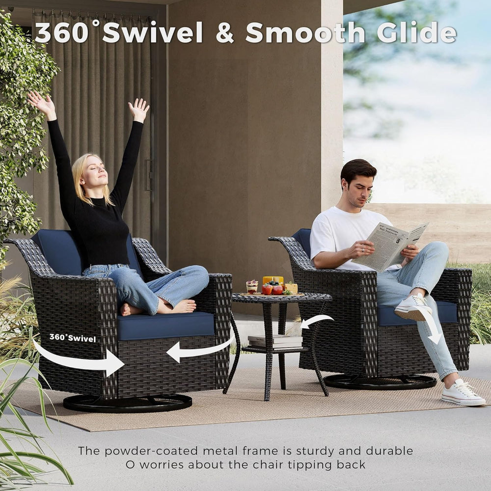 Outdoor Furniture Swivel Chair, Patio Glider Wicker Rocker Seating with Cushi...