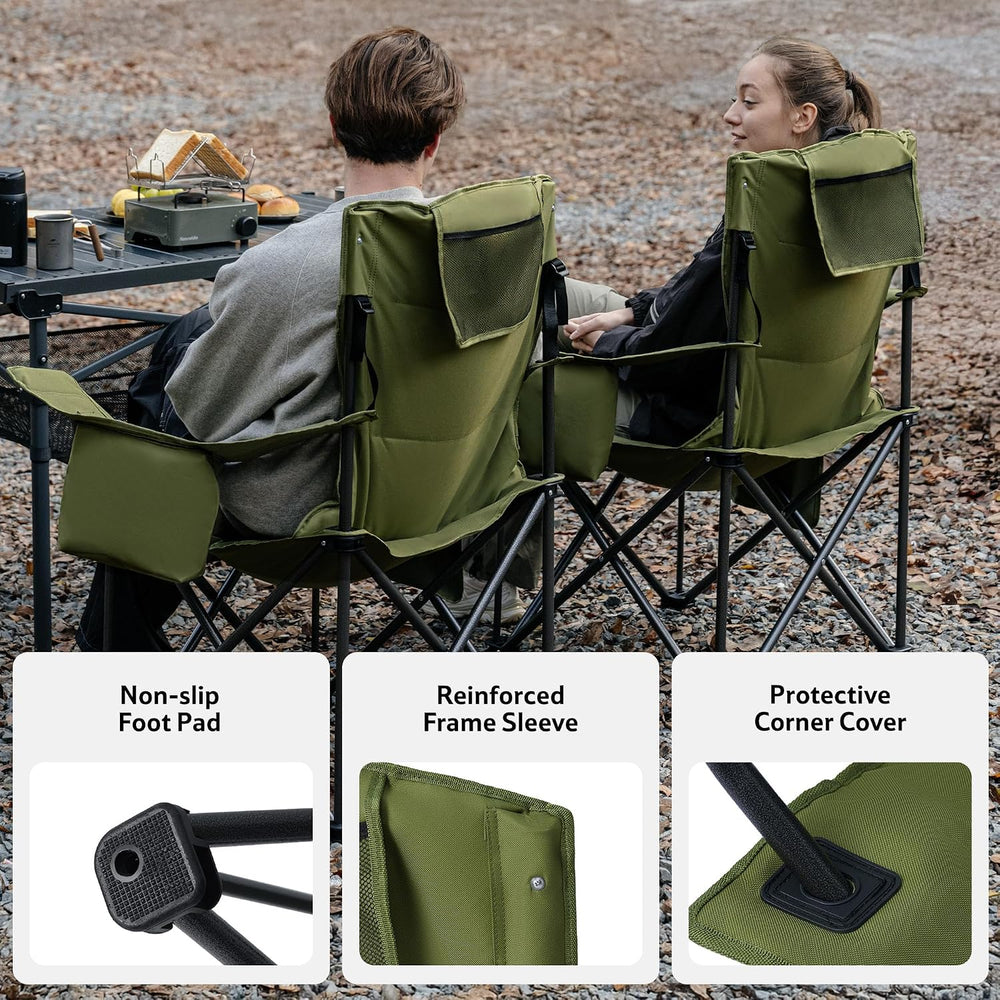 Naturehike Oversized Camping Chair with Cooler Bag, Heavy Duty Lawn Chair Sup...