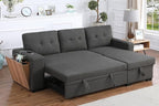 Devion Furniture Garisa 4-in-1 Convertible L Shaped Couch with Pull Out Bed and Storage, Sectional Sleeper Sofa with Reversible Chaise for Living Room, Apartment, Bedroom, Office