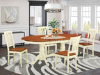 East West Furniture PLAV5-WHI-W 5 Piece Dining Room Table Set Includes an Oval Kitchen Table with Butterfly Leaf and 4 Dining Chairs, 42x78 Inch, Buttermilk & Cherry
