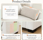 Ball & Cast Oversized Modular L Shaped Sectional Sofa W/Movable Ottoman and USB Ports,5 Seater Chenille Couch W/ 2 Armrest Pillows,Side Pocket & Folding Table,for Living Room,Apartment,Beige,130"