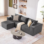 107.4" Cloud Couch Sectional, Modular Sofa with Deep Seat, Plush Corduroy L Shaped Boneless Couch, Convertible Sectional Couches for Living Room, 4Seat, Darkgrey