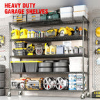 82" H Storage Shelves 3300LBS Heavy Duty Shelving Unit with Wheels & Feet, 5-Tiers Garage Shelving for Pantry Garage Kitchen Home Commercia, 82.6" H x 59" W x 23.9" D
