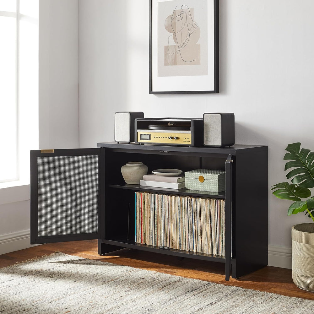 Crosley Furniture Kenji Media Console, Record Player Stand with Vinyl Storage...