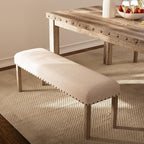 Morden Fort Dining Table Set for 4, Farmhouse Kitchen Table Chairs Set with Nailhead Accents, Wooden Rectangular Dining Room Sets Include Table & Upholstered Bench & 2 Dining Chairs