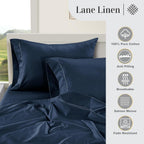 LANE LINEN Pillow Case Covers King, Set of 2, 100% Egyptian Cotton Sateen, Soft Cool & Smooth 1000 Thread Count Pillow Cases - Estate Blue
