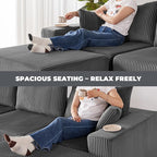 107" Modular Sectional Sofa, L-Shaped Boneless Couch with Deep Seat, Cozy Cloud Couch Sectional with Convertible Ottoman, Modern Sectional Couches for Living Room, No Assembly, Darkgray