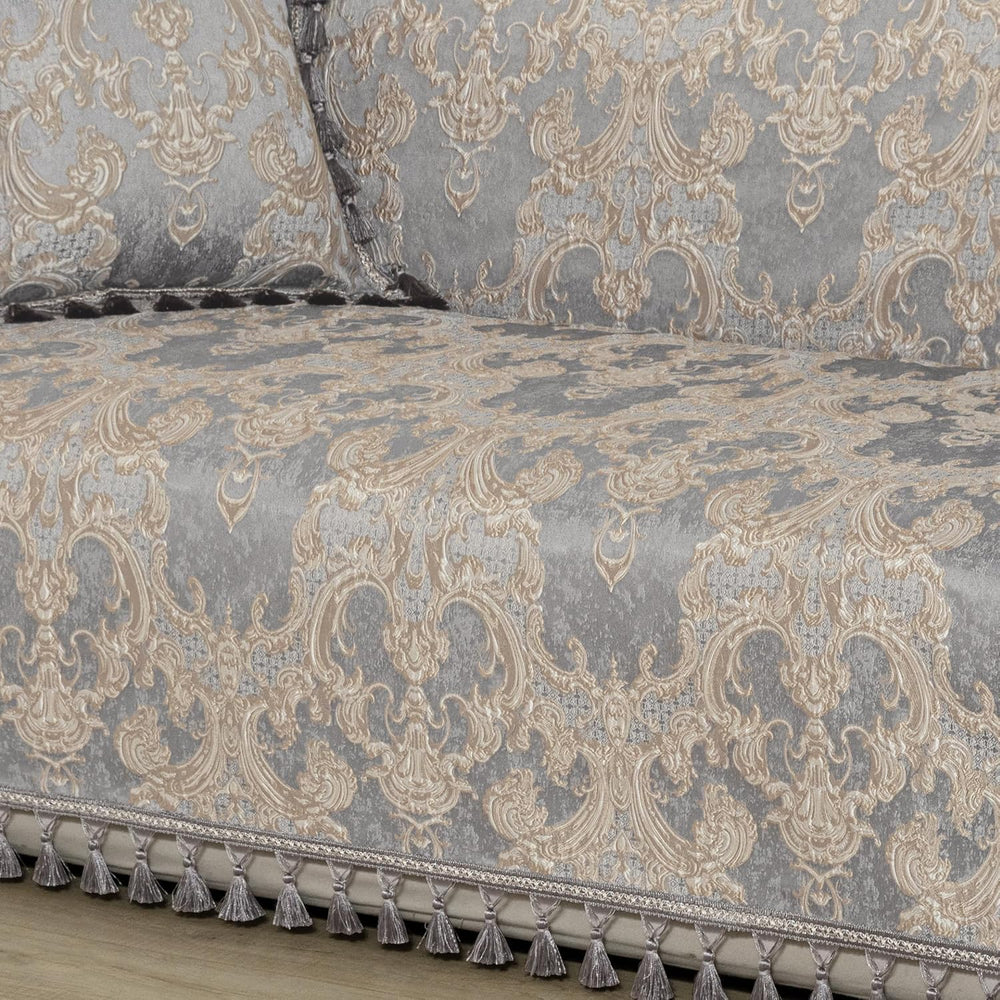 Loom and Mill Classic Grey Jacquard Armchair Cover for Recliner, 71x91 Inch