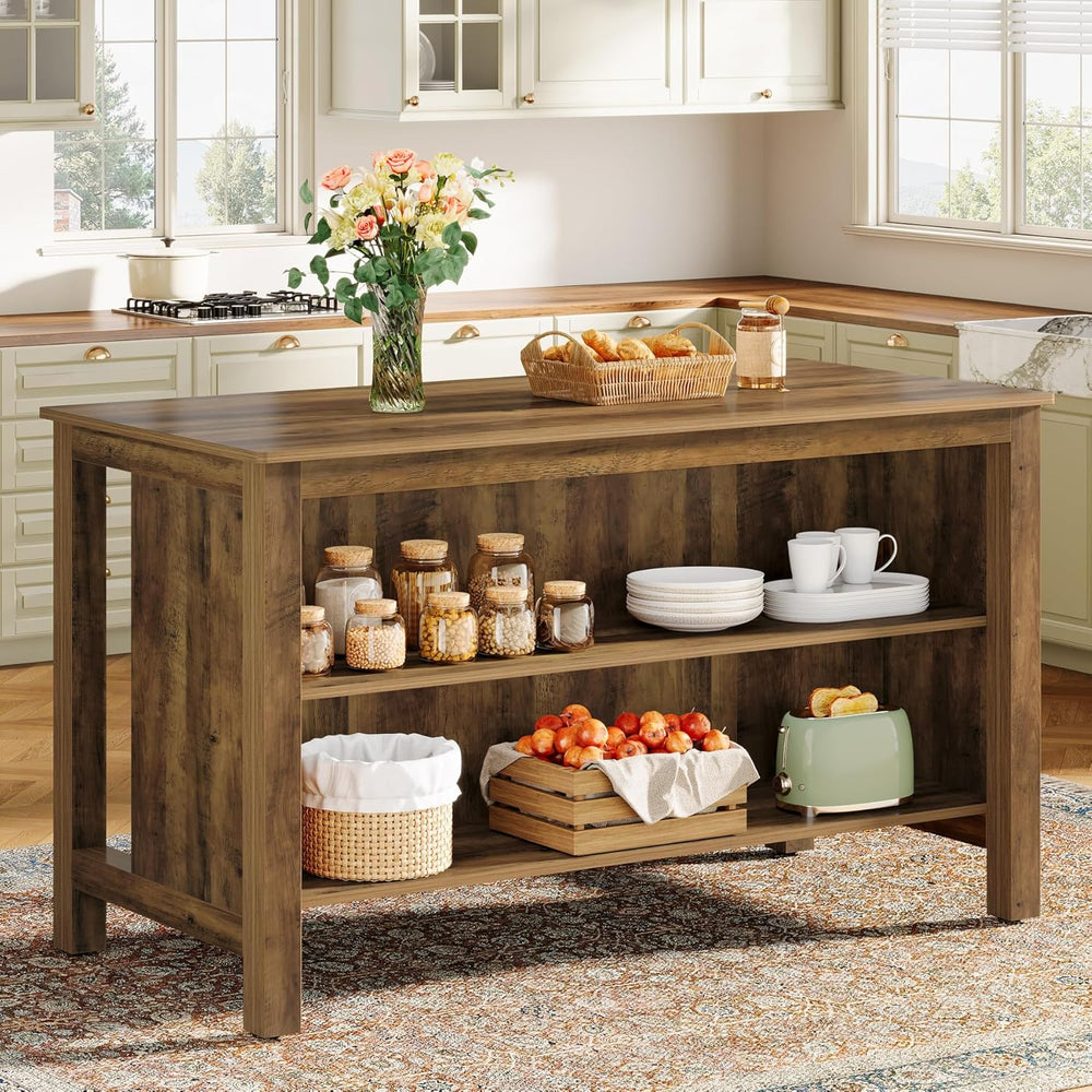 Tribesigns Kitchen Island with Seating and Storage, 59-Inch Large Farmhouse S...